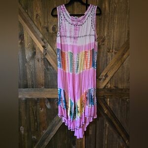 Shoreline Pink and Purple Asymmetrical Ruffled Sundress